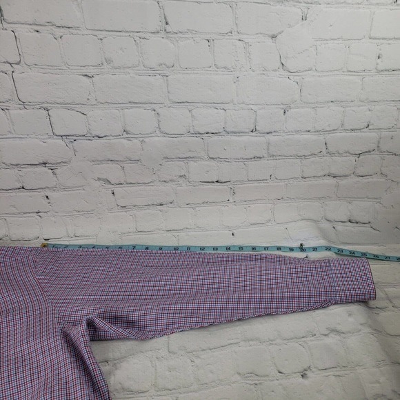 Tattersall London Shirt Men's 17 34/35‎ Red & Blue Plaid Check Button Up Dress - Picture 4 of 13